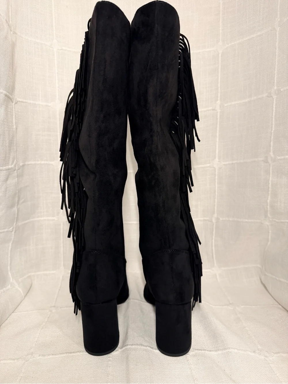 Madden Girl Shakke Black Fringe Western Knee High Boots 6.5 NIB
